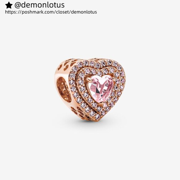 Pandora Sparkling Levelled Heart Charm - Picture 1 of 6